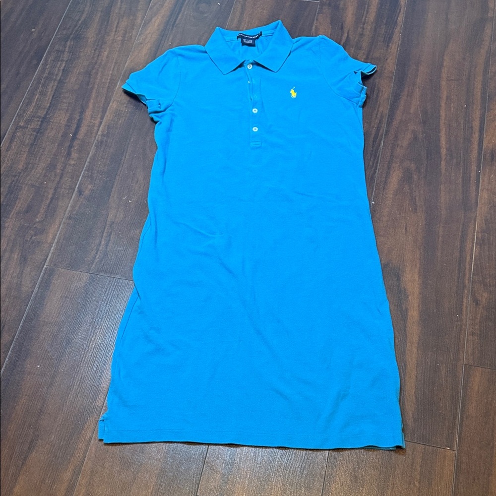 Women’s Blue Polo Dress with Yellow Logo